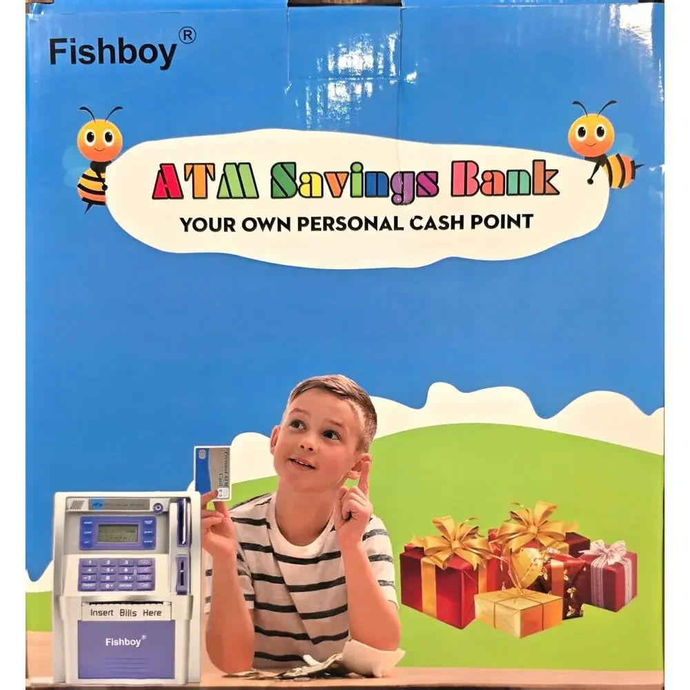FISHBOY'S Mini ATM Savings Banķ Realistic Sounds Piggy Bank Debit Card Digital